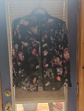 Ted Baker Black Blouse with Purple Floral Print